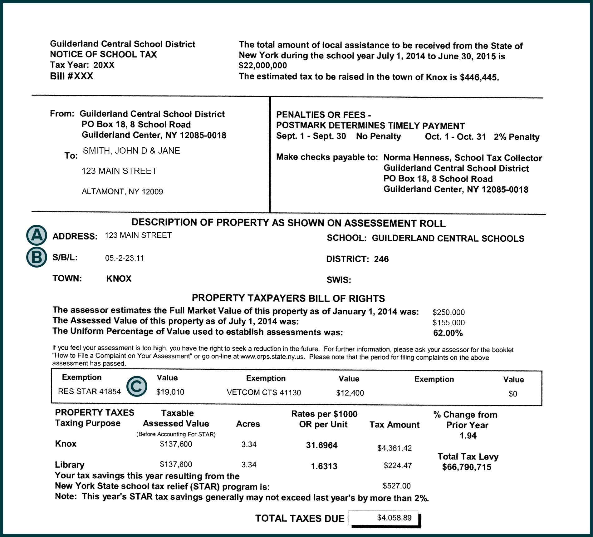 Sample Property Tax Bills