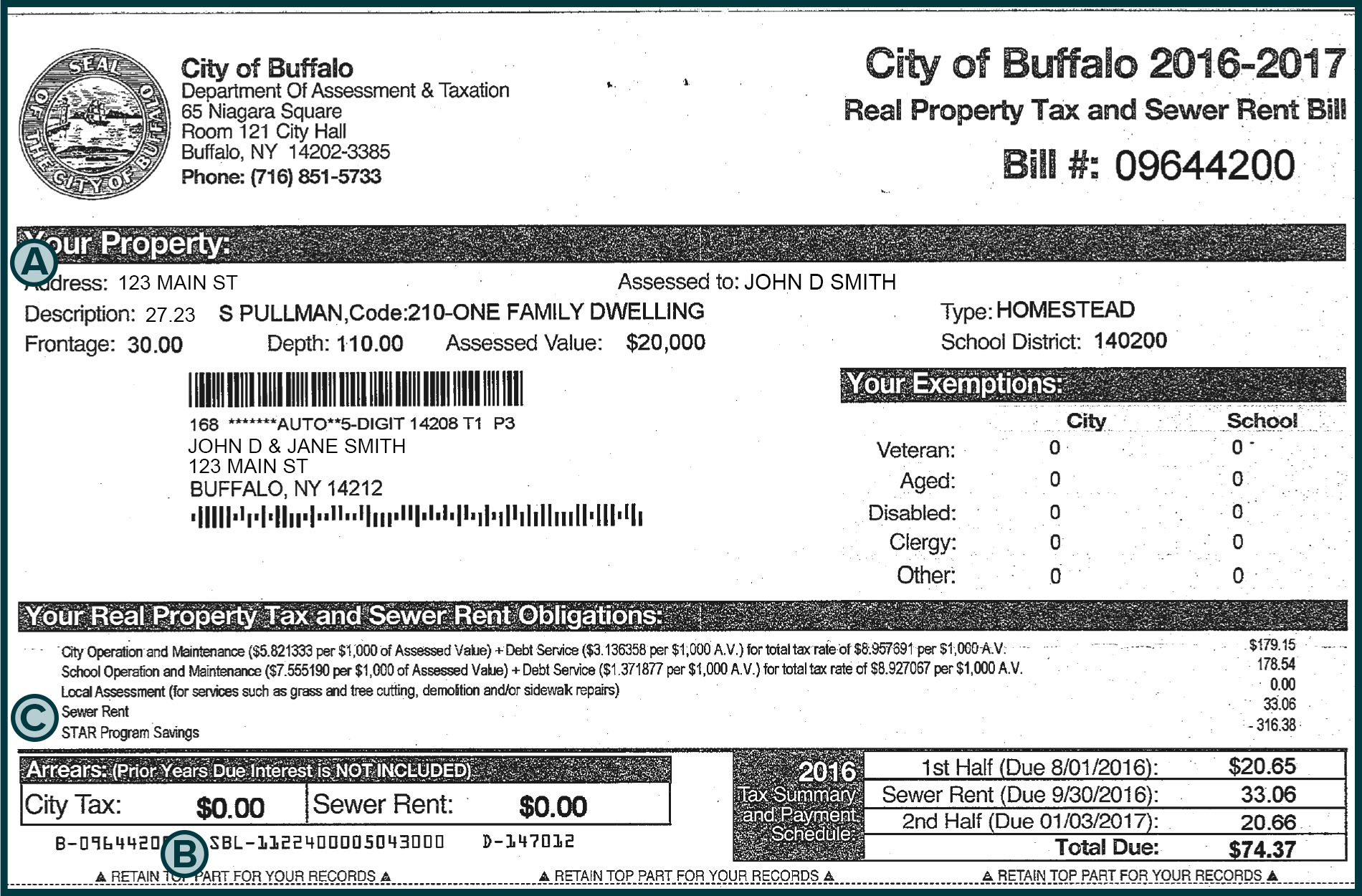 Buffalo sample bill