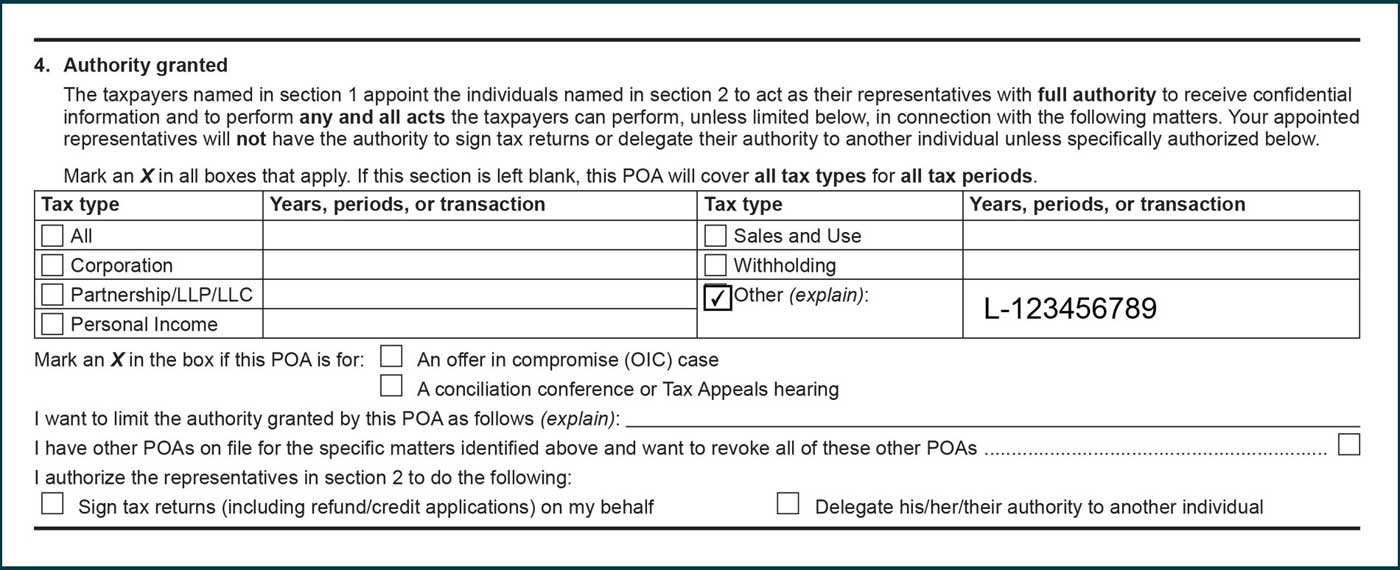assessment number listed under years, periods, or transaction column